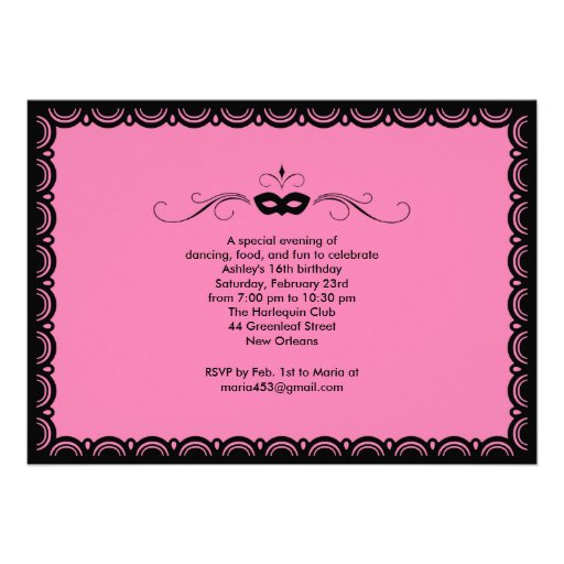 Sweet 16 Masquerade Ball Invitations