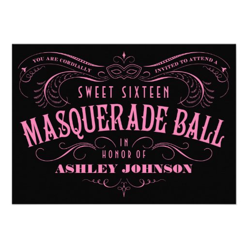 Personalized Sweet Sixteen Masquerade Ball Invitations