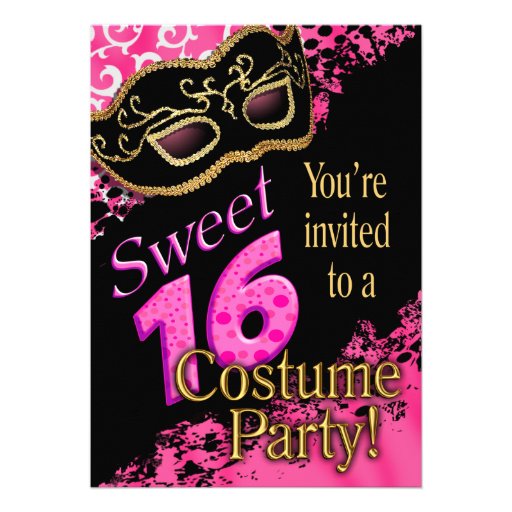 Sweet 16 Masquerade Costume Party Personalized Invitations