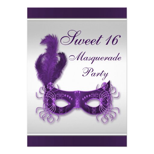 Sweet 16 Masquerade Party in Purple & Silver Cards