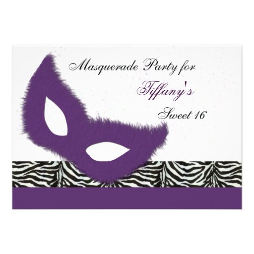 Sweet 16 Masquerade party Invitation (front side)