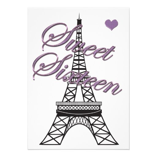 Sweet 16 Paris Eiffel Tower Birthday Invitation
