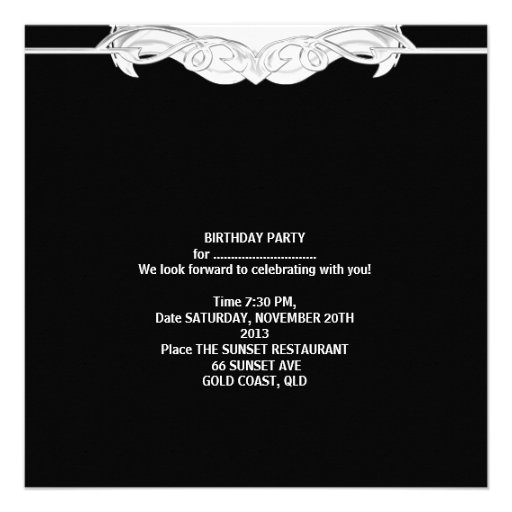 Sweet 16 Party Elegant Black White Leopard Custom Announcement
