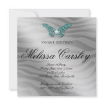 Sweet 16 Party Invite Jewelry Butterfly Zebra Teal