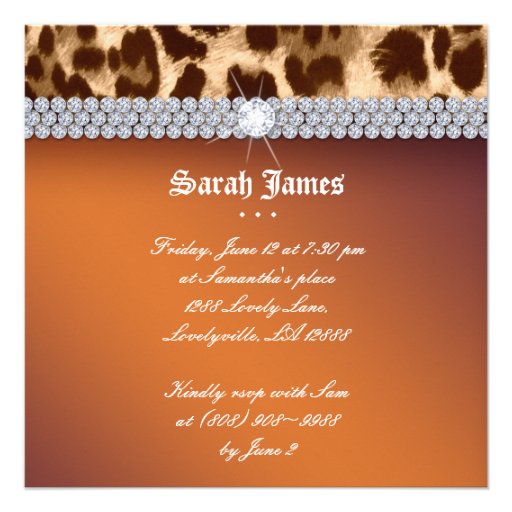 Sweet 16 Party Invite Leopard Brown Black