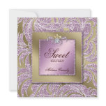 Sweet 16 Party Invite Pink Gold Jewelry Leaf Swirl