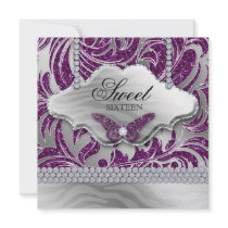 Sweet 16 Party Invite Purple Jewelry Butterfly