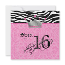 Sweet 16 Party leopard Zebra Lace Crown Invitation