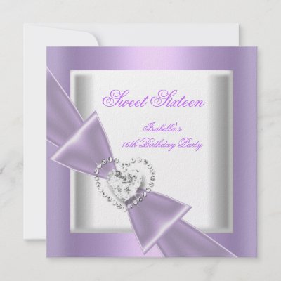 Sweet 16 Party Sweet Sixteen Lilac White Personalized Invitations
