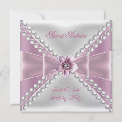 Sweet Party Invitations on Sweet 16 Party Sweet Sixteen Pink White Flower Custom Invitation From