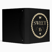 Sweet 16 - Pearls on black "velvet" 3 Ring Binders