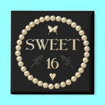 Sweet 16 - Pearls on black "velvet" magnets