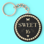 Sweet 16 - Pearls on black "velvet" keychains