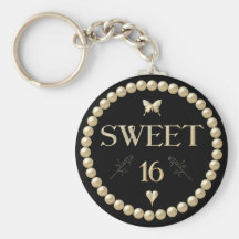 Sweet 16 - Pearls on black "velvet" Key Chains
