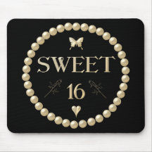 Sweet 16 - Pearls on black "velvet" Mouse Pad