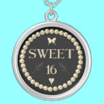 Sweet 16 - Pearls on black "velvet" necklaces