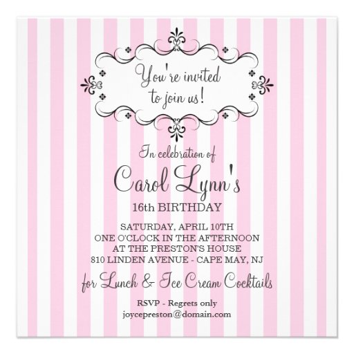 Sweet 16 - Personalized Birthday Party Invitations
