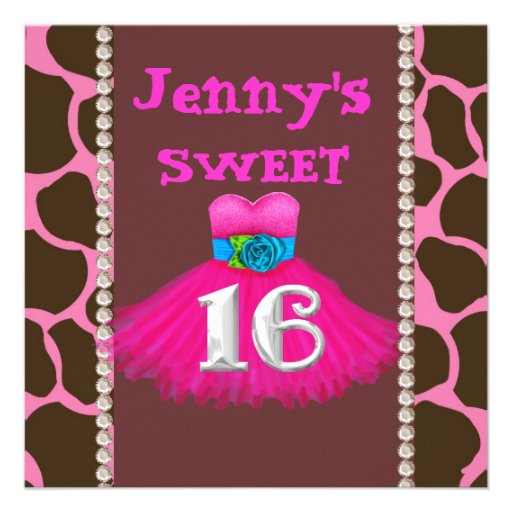 SWEET 16 PINK  Birthday Party Invitations