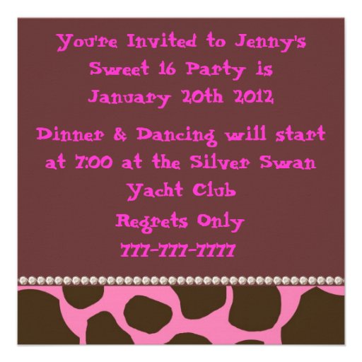 SWEET 16 PINK  Birthday Party Invitations