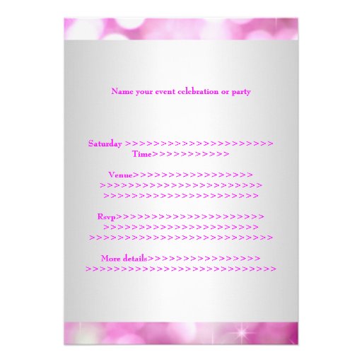 Sweet 16 Pink Bubbles Silver Jewel Tiara Party 18 Invites