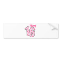 Sweet 16 (Pink Dots And Stars) bumper stickers by LushLaundry Sweet 16 (Pink Dots And Stars) bumper stickers