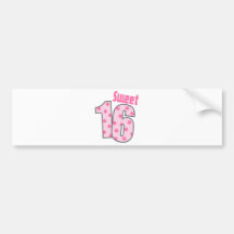 Sweet 16 (Pink Dots And Stars) Bumper Sticker