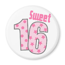Sweet 16 (Pink Dots And Stars) magnets