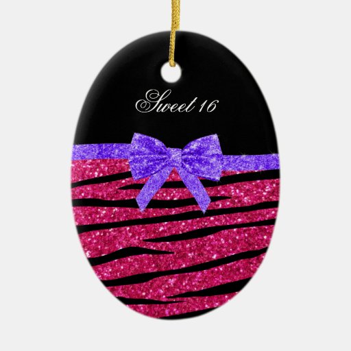 sweet 16 pink glitter zebra stripes christmas tree ornaments sweet 16 pink glitter zebra stripes christmas tree ornaments