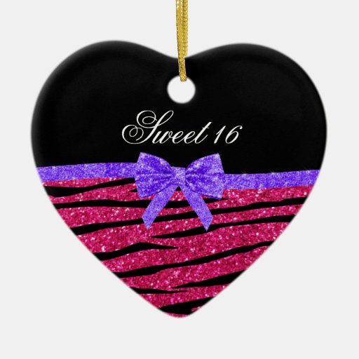 sweet 16 pink glitter zebra stripes christmas ornament sweet 16 pink glitter zebra stripes christmas ornament
