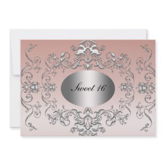 Sweet 16 Pink Silver Elegant Invitation