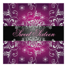 Sweet 16 Pink & White Snowflake Birthday Invite