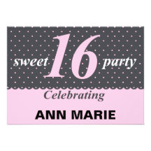 Sweet 16 Polka Dot Party Invitation