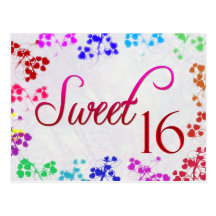 Sweet 16 postcard invitation