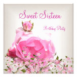 sweet 16 pretty pink flowers cherry bossom personalized announcement sweet 16 pretty pink flowers cherry bossom personalized announcement