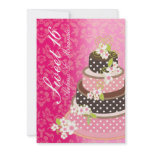 Sweet 16/ princess/4-tier pink chocolate cake custom invitations