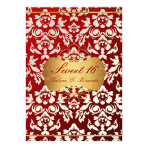 Sweet 16/ princess/pearl damask custom announcement