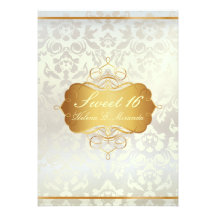 Sweet 16/ princess/pearl damask invitations