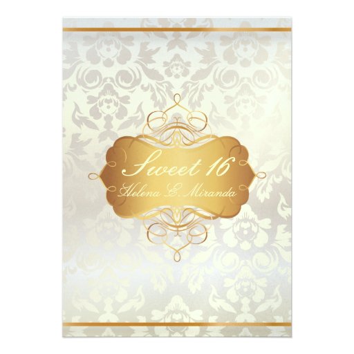 Sweet 16/ princess/pearl damask invitations