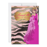 Sweet 16/ princess/zebra stripes personalized announcements