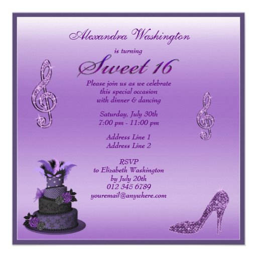 Sweet 16 Purple Diva Cake, Sparkle High Heels Announcement