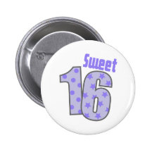 Sweet 16 (Purple Dots And Stars) Pinback Buttons