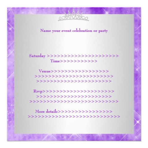 Sweet 16 Purple Dress Silver Glitter Birthday Custom Invitations