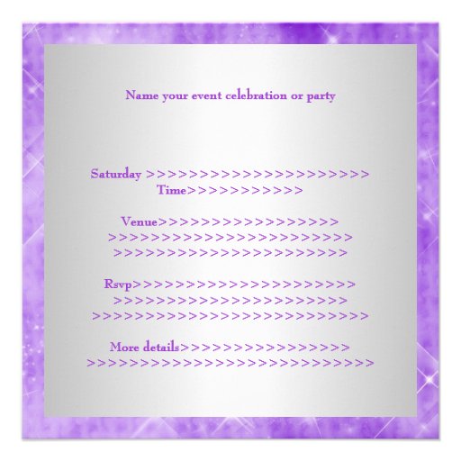 Sweet 16 Purple Glitter Silver Jewel Tiara Party 1 Personalized Announcement