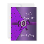 Sweet 16 Purple Mauve Spot Jewel Birthday Party Personalized Announcements
