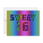 Sweet 16 Purple Multi Color Birthday Party Custom Invites