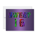Sweet 16 Purple Multi Color Birthday Party Custom Invites