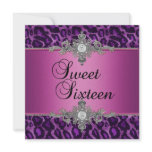 Sweet 16 Purple Pink Silver White Black Diamond Invitations