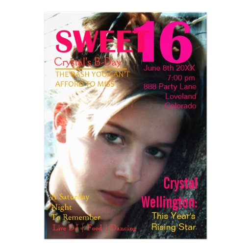 Sweet 16 Rising Star Red Magazine Cover Invite