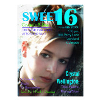 Sweet 16 Rising Star Teal Magazine Cover Invite