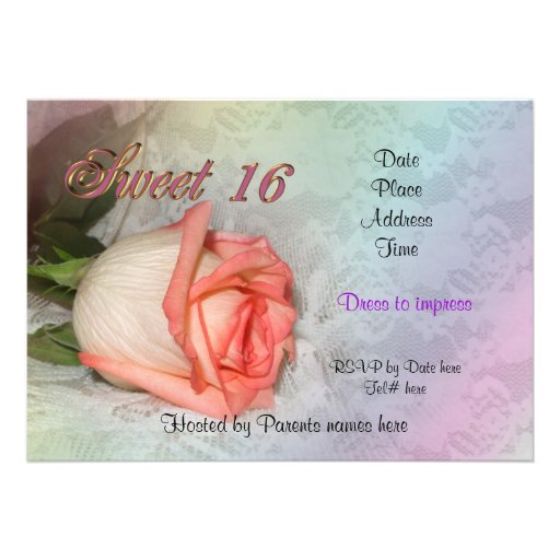 Sweet 16 rose Invitation